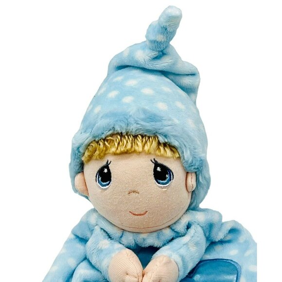 Aurora Precious Moments Praying Baby Boy Lovey Plush Security Blanket Blue 16 in - Picture 2 of 7